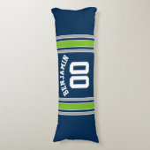 Blauwe en groene sport Jersey Lichaamskussen (Voorkant Verticaal)