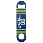 Blauwe en groene sport Jersey Speed Flessenopener (Voorkant)