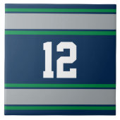  Blauwe en Groene Sportstripes Tegeltje (Voorkant)