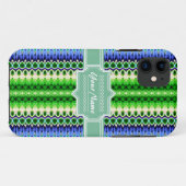 Blauwe en groene stam Ikat Chevron gepersonaliseer Case-Mate iPhone Case (Achterkant (horizontaal))