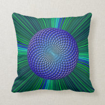 Blauwe en groene ster-burst met Orb Pillow