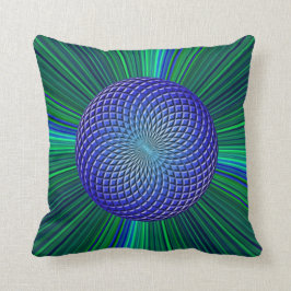 Blauwe en groene ster-burst met Orb Pillow Kussen
