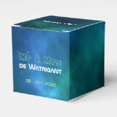 Blauwe en groene sterrenweddenschap bedankdoosjes (Voorkant Zijde)