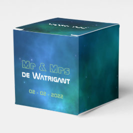 Blauwe en groene sterrenweddenschap bedankdoosjes