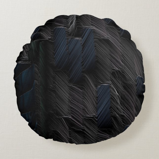 Blauwe en groene stickers op blauwe plastic verpak rond kussen (Voorkant)