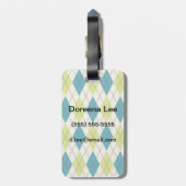 Blauwe en groene stijl bagagelabel (Achterkant verticaal)