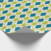 Blauwe en groene stijl cadeaupapier (Hoek)