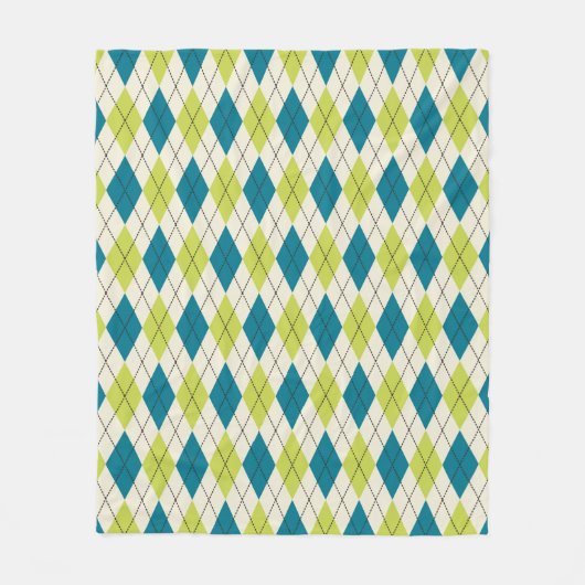 Blauwe en groene stijl fleece deken (Voorkant)
