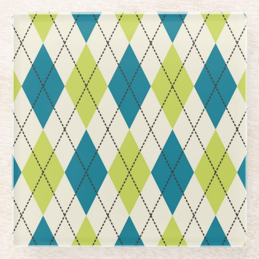 Blauwe en groene stijl glazen onderzetter (Voorkant)