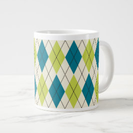 Blauwe en groene stijl grote koffiekop