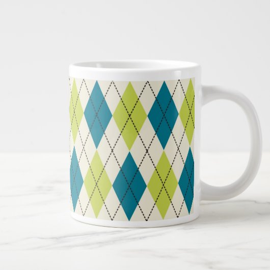 Blauwe en groene stijl grote koffiekop (Rechts)