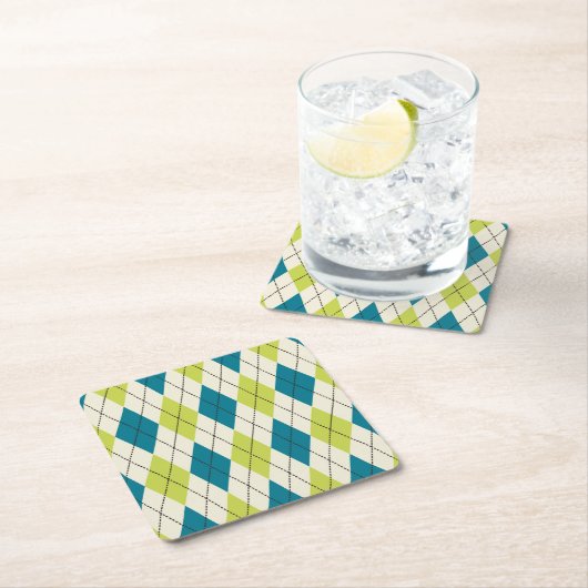 Blauwe en groene stijl kartonnen onderzetters (Insitu)