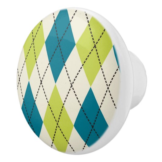 Blauwe en groene stijl keramische knop (Rechts)