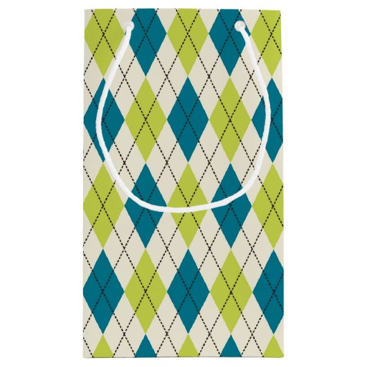 Blauwe en groene stijl klein cadeauzakje (Achterkant)