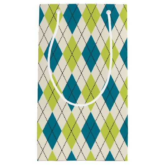 Blauwe en groene stijl klein cadeauzakje (Voorkant)