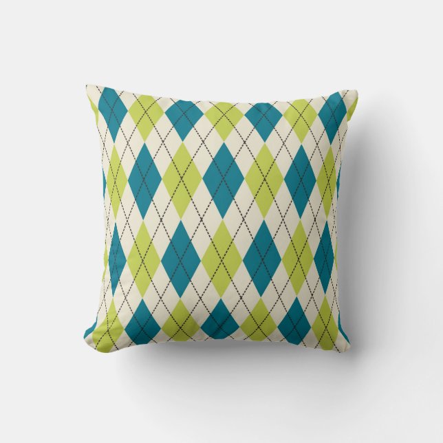 Blauwe en groene stijl kussen (Voorkant)