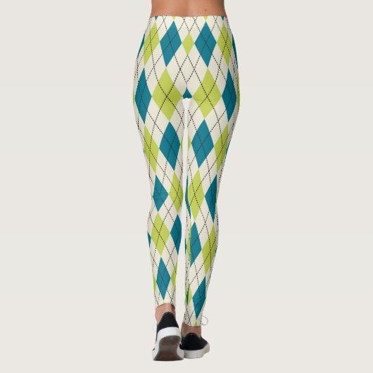Blauwe en groene stijl leggings (Achterkant)
