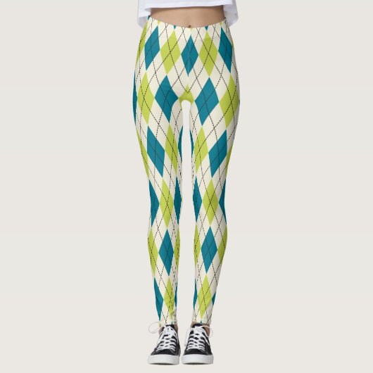 Blauwe en groene stijl leggings (Voorkant)