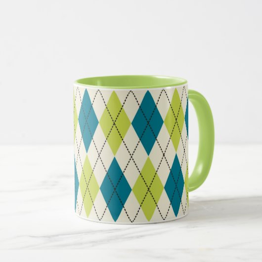 Blauwe en groene stijl mok (Voorkant rechts)