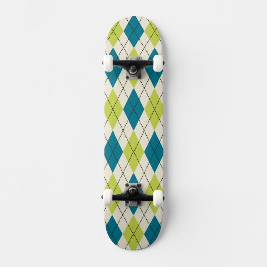 Blauwe en groene stijl persoonlijk skateboard (Voorkant)