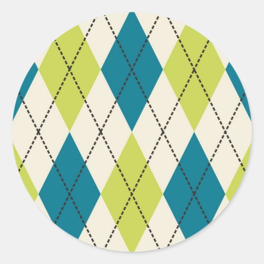 Blauwe en groene stijl ronde sticker (Voorkant)