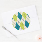 Blauwe en groene stijl ronde sticker (Envelop)