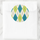 Blauwe en groene stijl ronde sticker (Tas)