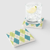 Blauwe en groene stijl stenen onderzetter (Zijkant)