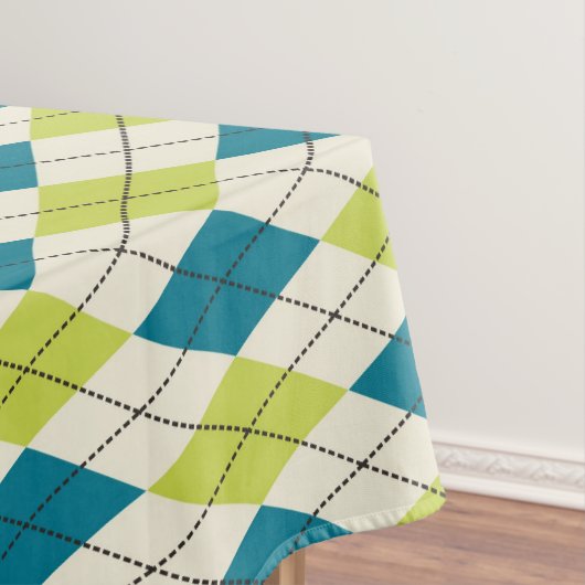 Blauwe en groene stijl tafelkleed (Voorbeeld)