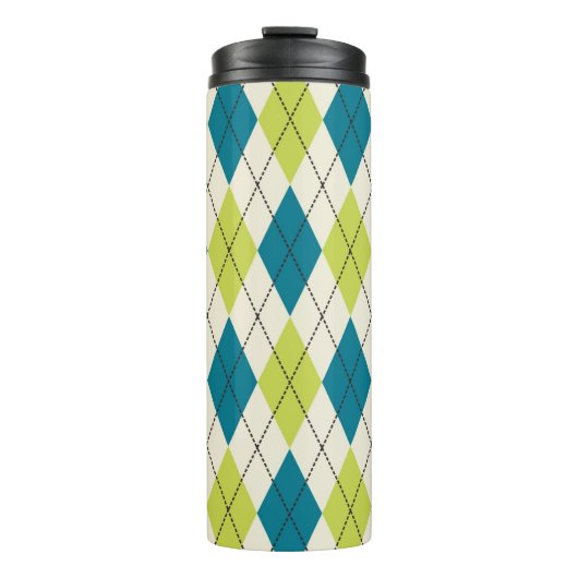 Blauwe en groene stijl thermosbeker (Voorkant)