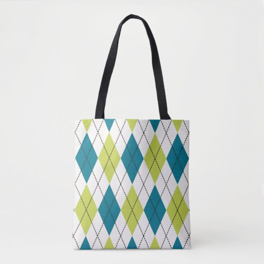 Blauwe en groene stijl tote bag (Voorkant)