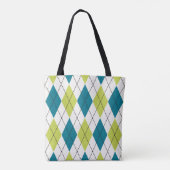 Blauwe en groene stijl tote bag (Achterkant)