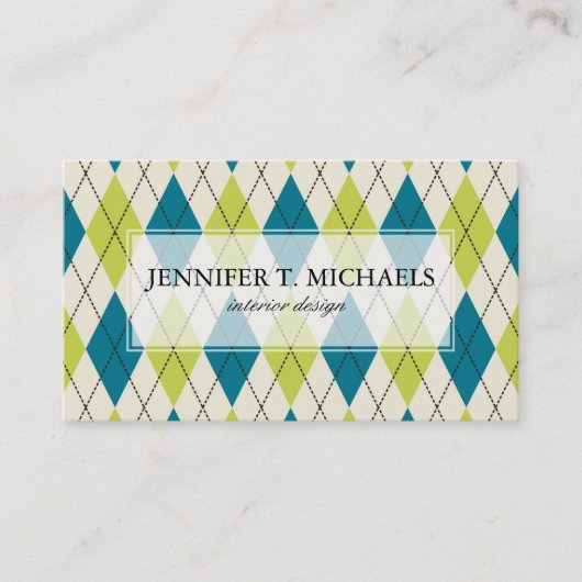 Blauwe en groene stijl visitekaartje (Voorkant)