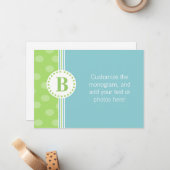 Blauwe en groene Stippen en stripes aangepaste art Notitiekaartje (Voorkant / Achterkant in situ)