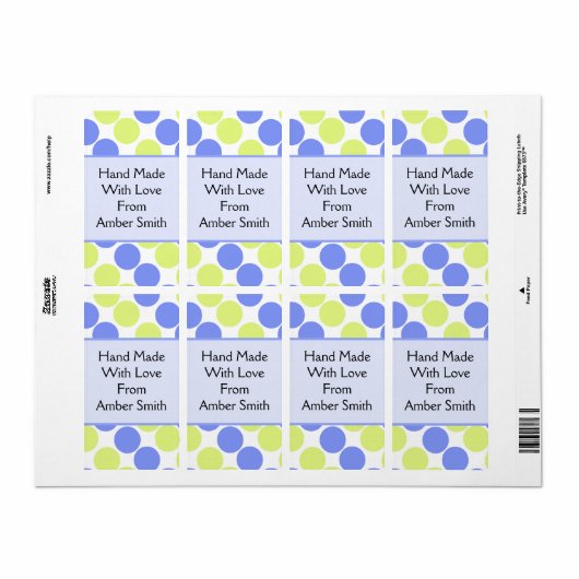 Blauwe en groene Stippen Etiket (Full Sheet)