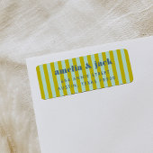 Blauwe en groene streep Bright Bold Retouradres Etiket