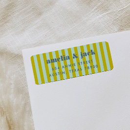 Blauwe en groene streep Bright Bold Retouradres Etiket
