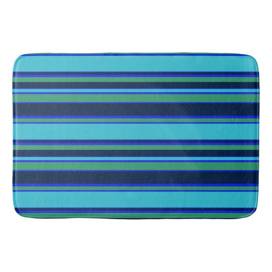 Blauwe en groene strepen badmat (Voorkant)