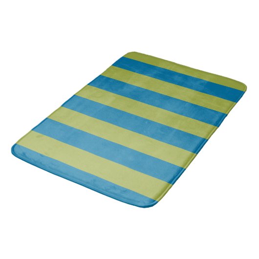 Blauwe en groene strepen badmat (Gekanteld)