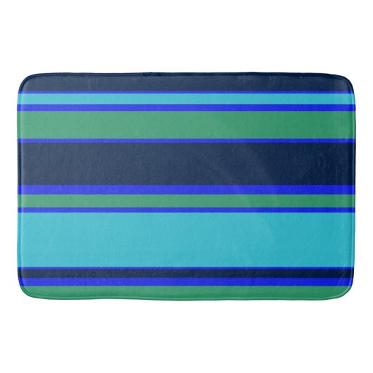 Blauwe en groene strepen badmat (Voorkant)