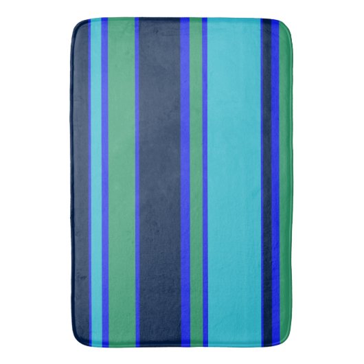 Blauwe en groene strepen badmat (Voorkant Verticaal)
