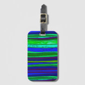 Blauwe en groene strepen bagagelabel (Voorkant (verticaal))