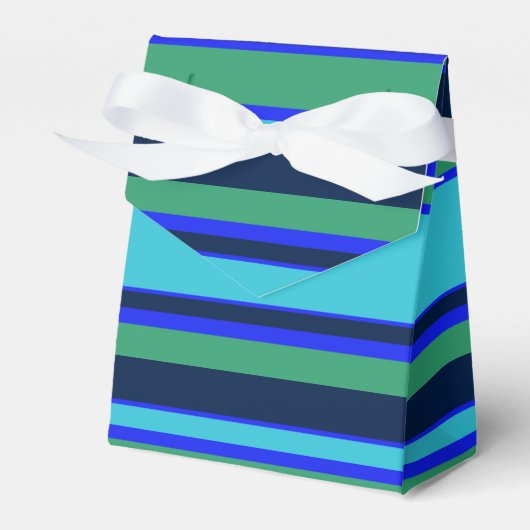 Blauwe en groene strepen bedankdoosjes (Voorkant Zijde)
