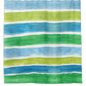 Blauwe en Groene Strepen Douchegordijn (Voorkant)