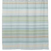 Blauwe en groene strepen douchegordijn (Voorkant)