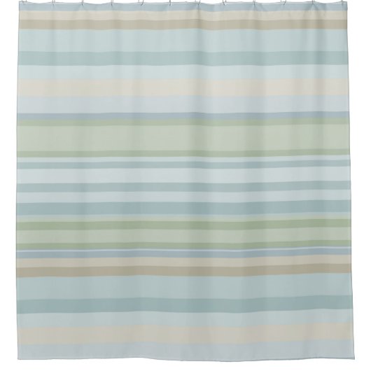 Blauwe en groene strepen douchegordijn (Voorkant)