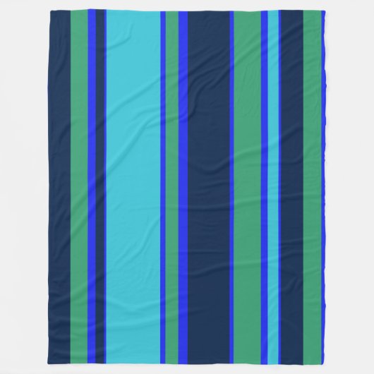 Blauwe en groene strepen fleece deken (Voorkant)