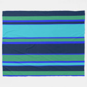 Blauwe en groene strepen fleece deken (Voorkant (Horizontaal))