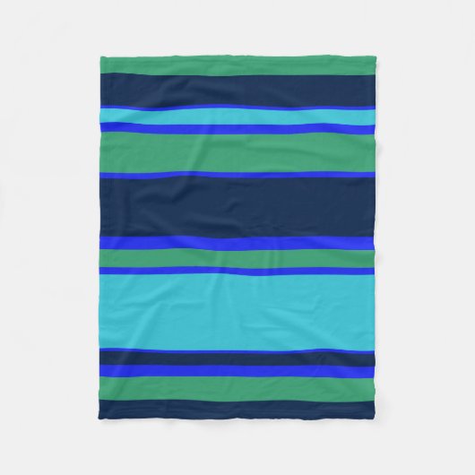Blauwe en groene strepen fleece deken (Voorkant)