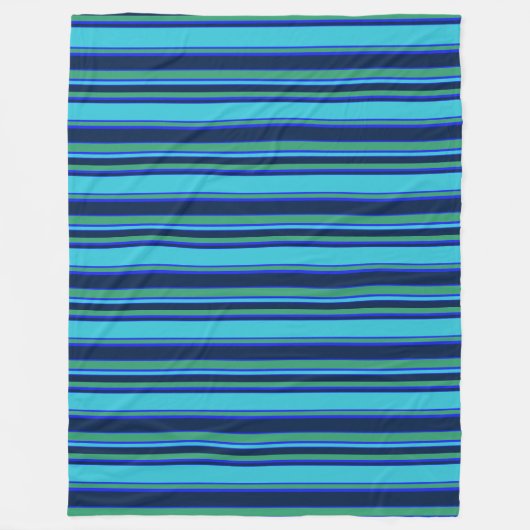 Blauwe en groene strepen fleece deken (Voorkant)